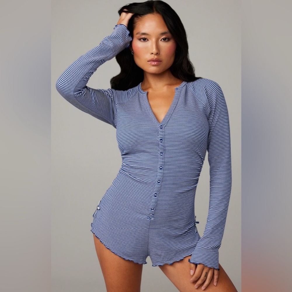 Savage X Fenty Blue Striped Pajama Set
